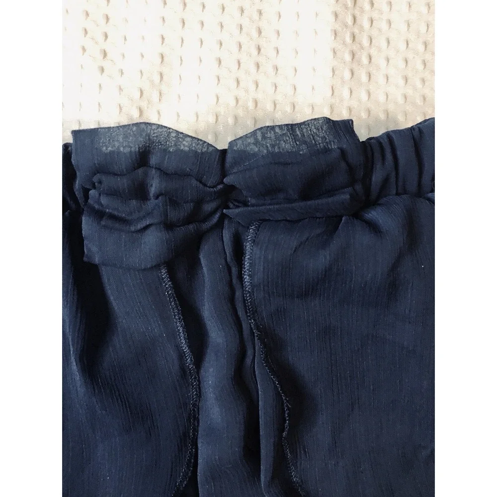 Juicy Couture Girls Size 6/7 Navy Blue Tiered Ruffle Skort Shorts Bow Detail